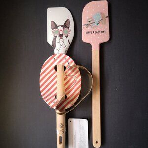 1 - Anthropologie Amy Heitman Baking Set Spatula & 1 - Unbranded Sloth Spatula